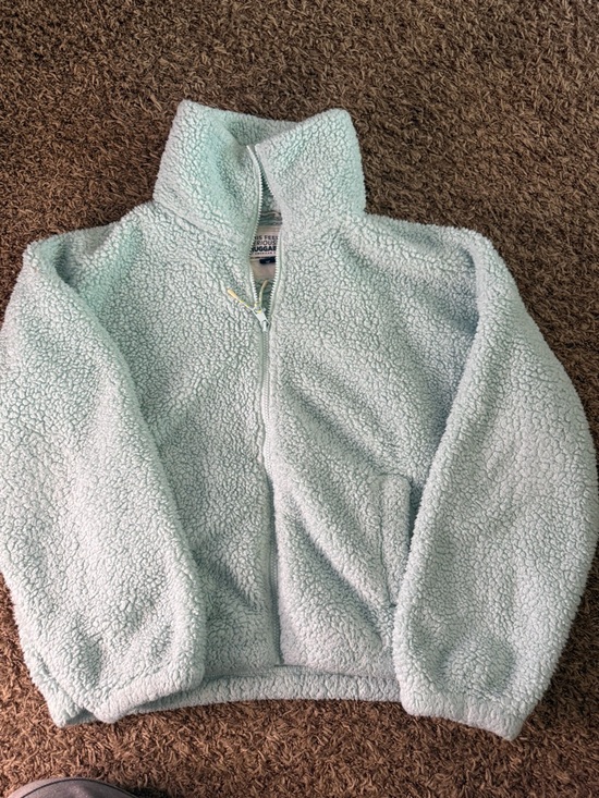 American Eagle Outfitters Tops - American Eagle Outfitters Light Mint Sherpa Zip‎ Hoodie